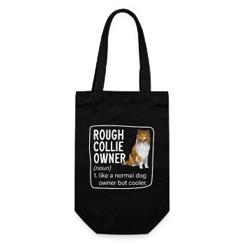 Langhaarcollie Rough Collie Hund - Geschenkbeutel für Flaschen - Schwarz - Vorne