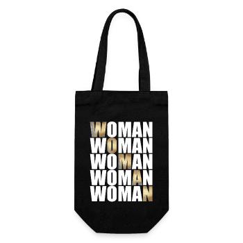 Woman mit Goldener und weißer Schrift - Geschenkbeutel für Flaschen - Schwarz - Vorne