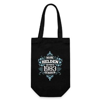 Wahre Helden wurden 1983 geboren - Geschenkbeutel für Flaschen - Schwarz - Vorne