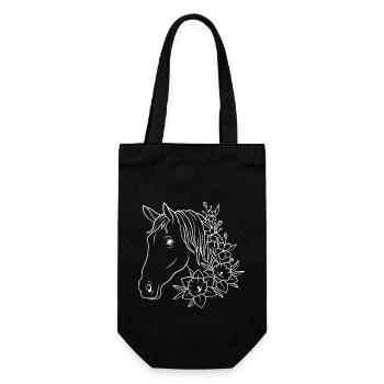 Horse with flowers - Gift Bag for Bottles - black - Front