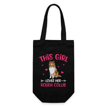 Langhaarcollie Rough Collie Hund - Geschenkbeutel für Flaschen - Schwarz - Vorne