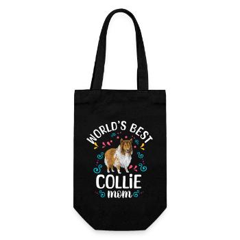 Langhaarcollie Rough Collie Hund - Geschenkbeutel für Flaschen - Schwarz - Vorne