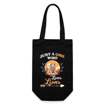 Just a girl who loves lions lion girl - Gift Bag for Bottles - black - Front