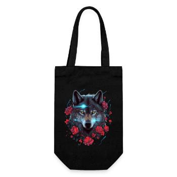 Wolf and Roses Lightning - Gift Bag for Bottles - black - Front