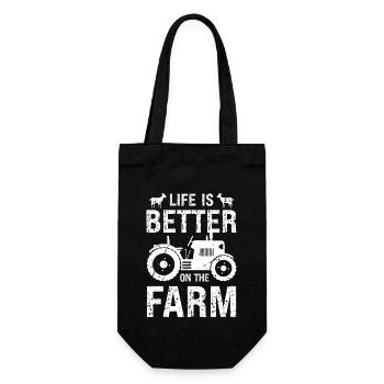 Das Leben ist besser auf der Farm - Geschenkbeutel für Flaschen - Schwarz - Vorne