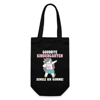 Schulkind Schulbeginn Einhorn Einschulung - Geschenkbeutel für Flaschen - Schwarz - Vorne