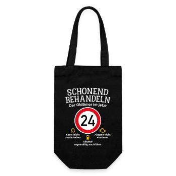 24. Geburtstag Schonend Behandeln Oldtimer Ist 24 - Geschenkbeutel für Flaschen - Schwarz - Vorne