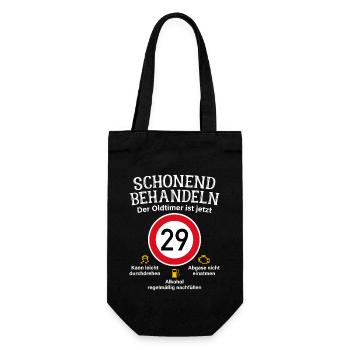 29. Geburtstag Schonend Behandeln Oldtimer Ist 29 - Geschenkbeutel für Flaschen - Schwarz - Vorne