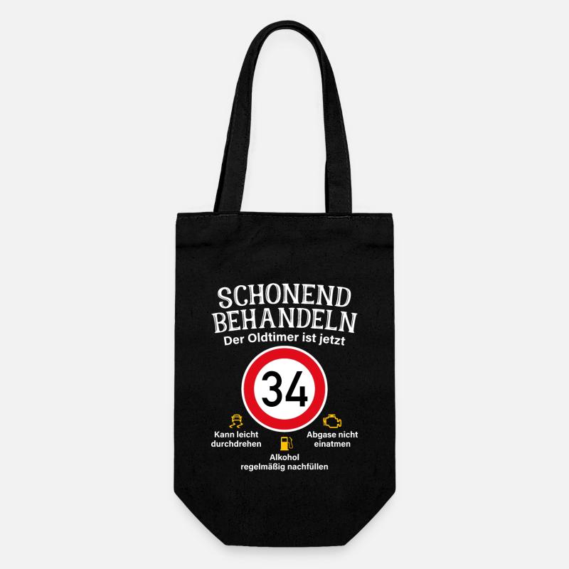 34. Geburtstag Schonend Behandeln Oldtimer Ist 34 - Geschenkbeutel für Flaschen - Schwarz
