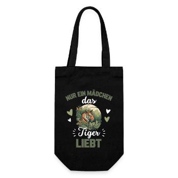 Nur ein Mädchen das Tiger liebt Geschenk Tiger - Geschenkbeutel für Flaschen - Schwarz - Vorne