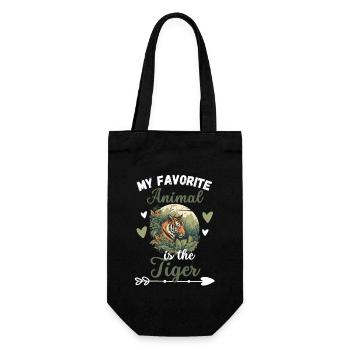 Tiger Geschenk Mein Lieblingstier ist der Tiger - Geschenkbeutel für Flaschen - Schwarz - Vorne