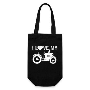 Ich liebe meinen Traktor - Geschenkbeutel für Flaschen - Schwarz - Vorne