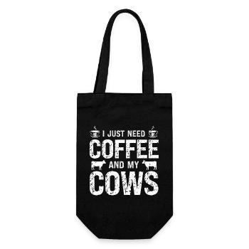 Ich brauche nur Kaffee und meine Kühe - Geschenkbeutel für Flaschen - Schwarz - Vorne