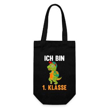 Schulkind Schulbeginn Erste Klasse Dinosaurier Ein - Geschenkbeutel für Flaschen - Schwarz - Vorne