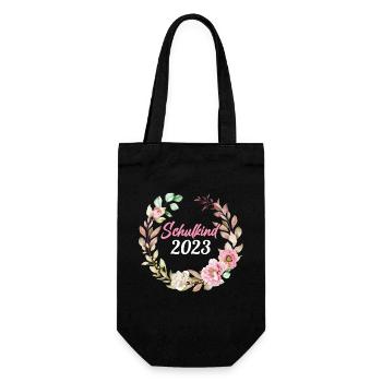 Schulkind 2023 Schulbeginn Erste Klasse Einschulun - Geschenkbeutel für Flaschen - Schwarz - Vorne