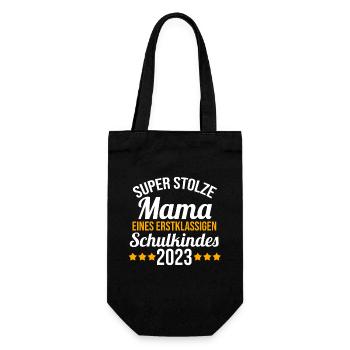 Stolze Mama eines Schulkind 2023 Einschulung - Geschenkbeutel für Flaschen - Schwarz - Vorne