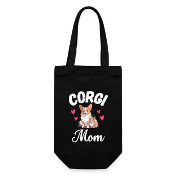 Corgi Mama Hundebesitzer Muttertag Süßes Corgi - Geschenkbeutel für Flaschen - Schwarz - Vorne