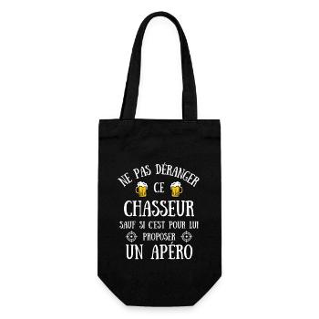 chasse homme humour chasseur apero idée cadeau - Sac à bouteille - noir - Devant