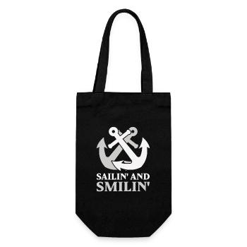 Boating Dad Boat Captain Pontoon Sailor Cruising - Geschenkbeutel für Flaschen - Schwarz - Vorne