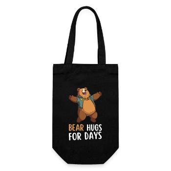 "Bear Hugs For Days" - Funny saying with a bear - Gift Bag for Bottles - black - Front
