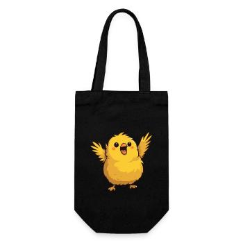 Cute yellow cartoon bird for young and old - Gift Bag for Bottles - black - Front