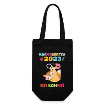 Kindergarten 2023 Ich Komme Mädchen Kita Geschenk - Geschenkbeutel für Flaschen - Schwarz - Vorne