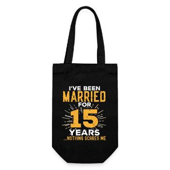 15th Wedding Anniversary Funny Couples Married Gif - Gift Bag for Bottles - black - Front