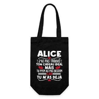 Alice j'ai pas trouvé ton cadeau idéal... - Sac à bouteille - noir - Devant