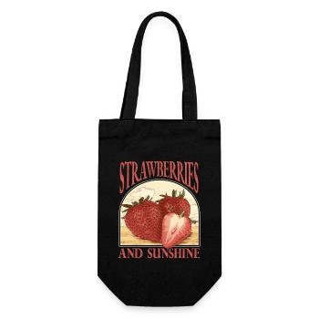 Vintage Erdbeere - Geschenkbeutel für Flaschen - Schwarz - Vorne