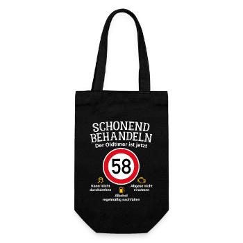 58. Geburtstag Schonend Behandeln Oldtimer Ist 58 - Geschenkbeutel für Flaschen - Schwarz - Vorne