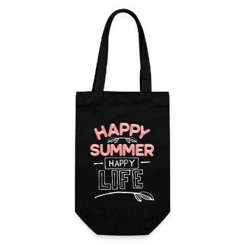 Sommer Summer, Happy-Summer Spruch - Geschenkbeutel für Flaschen - Schwarz - Vorne