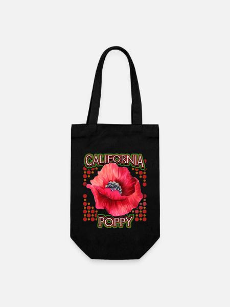 Poppy, California Poppy, California Poppy - Gift Bag for Bottles - black