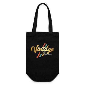Jahrgang 1963 Geburtstag Vintage Sprüche - Geschenkbeutel für Flaschen - Schwarz - Vorne