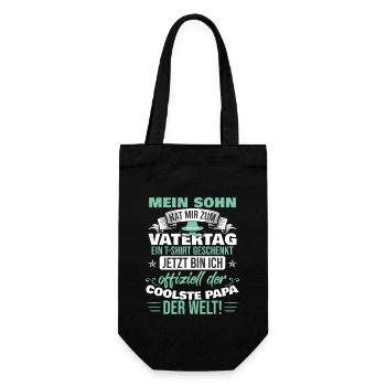 Sohn hat mir zum Vatertag ein Tshirt geschenkt - Geschenkbeutel für Flaschen - Schwarz - Vorne