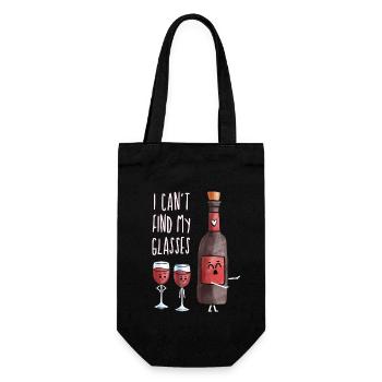 Wein sucht Gläser - Geschenkbeutel für Flaschen - Schwarz - Vorne