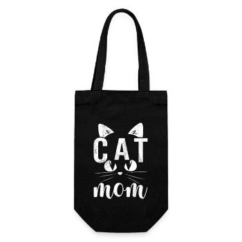 Cat Mom - Design - Geschenkbeutel für Flaschen - Schwarz - Vorne