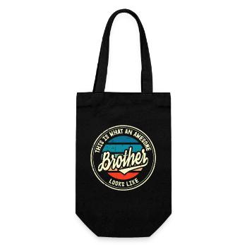 Best Brother Retro Brother Heart Bro Gift - Gift Bag for Bottles - black - Front
