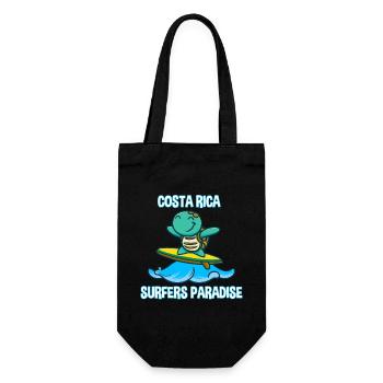 Turtle on kawaii style surfboard - Costa R - Gift Bag for Bottles - black - Front