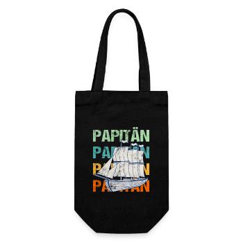 Papitän / Vatertag, Papa Vater, Segeln, Kapitän - Geschenkbeutel für Flaschen - Schwarz - Vorne