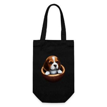 Chien beagle dans une coquille de noix de - Sac à bouteille - noir - Devant