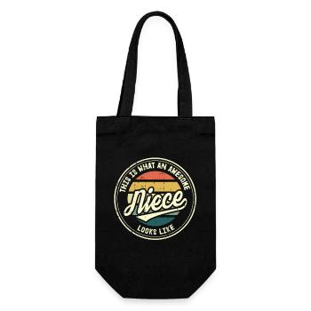 Beste Nichte der Welt Retro Geschenk - Geschenkbeutel für Flaschen - Schwarz - Vorne