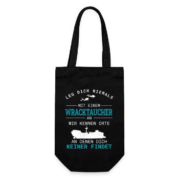 Wracktauchen Tauchen Wracktaucher Geschenk - Geschenkbeutel für Flaschen - Schwarz - Vorne