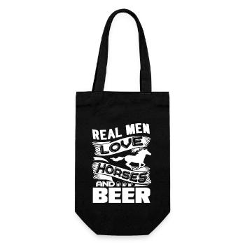 Horse Real Men Love Horses And Beer - Gift Bag for Bottles - black - Front