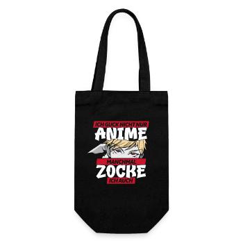 Nicht nur Anime, auch Zocker - Geschenkbeutel für Flaschen - Schwarz - Vorne