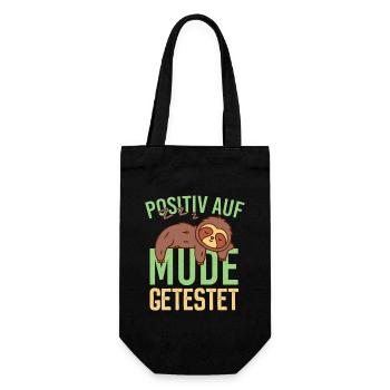 Positiv auf Müde getestet - Faultier - Geschenkbeutel für Flaschen - Schwarz - Vorne