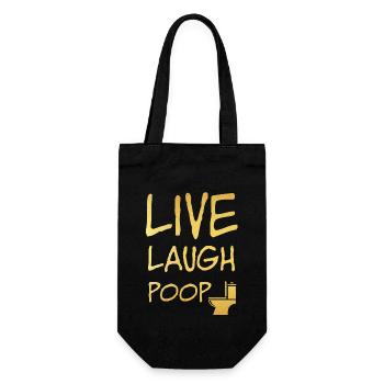Live laugh poop - WC Humor - Geschenkbeutel für Flaschen - Schwarz - Vorne