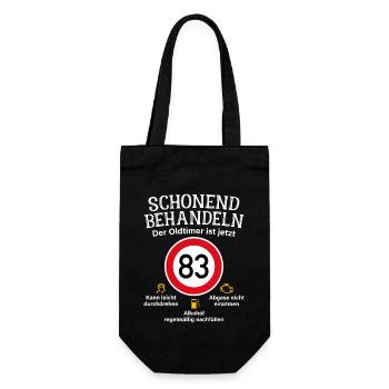 83. Geburtstag Schonend Behandeln Oldtimer Ist 83 - Geschenkbeutel für Flaschen - Schwarz - Vorne