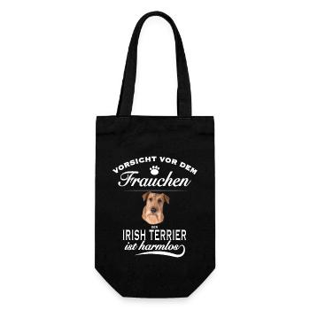 Vorsicht vor dem Frauchen - Irish Terrier harmlos. - Geschenkbeutel für Flaschen - Schwarz - Vorne