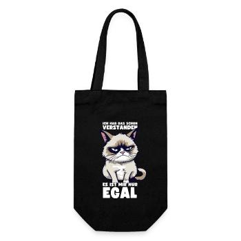 Lustige Grump Cat - Ich Hab Das Schon Verstanden - Geschenkbeutel für Flaschen - Schwarz - Vorne