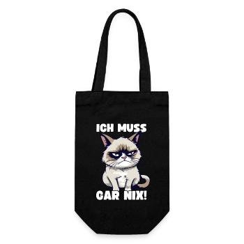 Lustige Grump Cat Ich Muss Gar Nix Sarkasmus Katze - Geschenkbeutel für Flaschen - Schwarz - Vorne